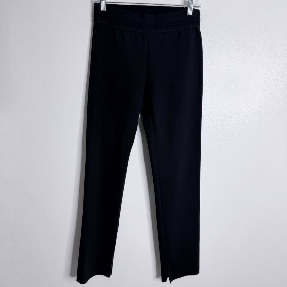James Perse Black Pull On Scuba Pant Legging Ankle Side Slit Elastic Waist Small